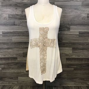 The Classic White Gold Skull Cross Tank Top